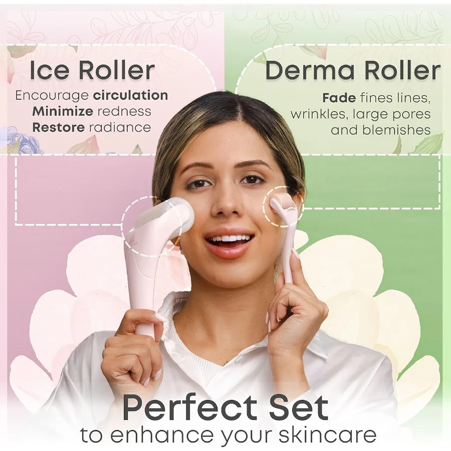 Derma rolo de gelo 2 em 1 para barba cabelo pele rosto 540 titânio.25mm auto cuidados presentes ferramentas de cuidados com a pele facial