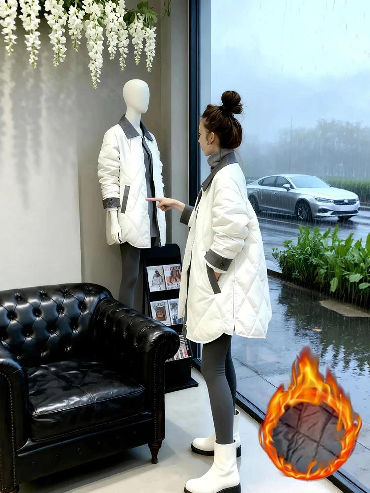 

Стильная теплая зимняя куртка женская, новинка 2026 года, утепленное хлопковое пальто большого размера, комфортная легкая верхняя одежда с хлопковым наполнителем