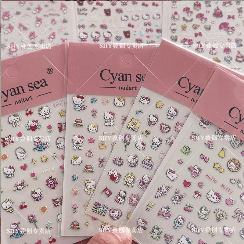 

Sanrio Nail Supplies Stickers for Nails Anime Decals Hello Kitty Kolomi My Melody Cartoon Nail Stickers Nail Decoration
