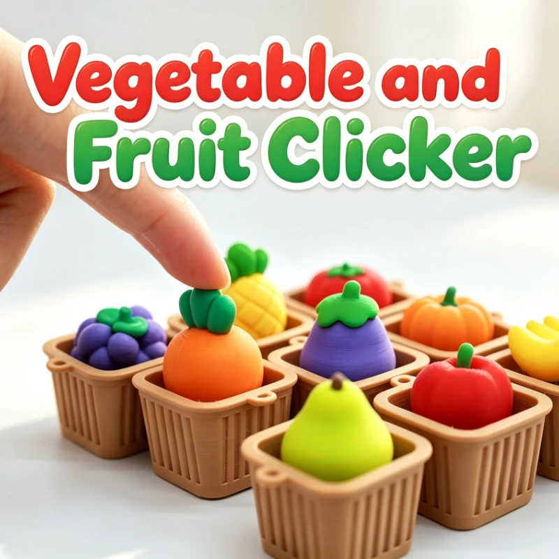 Fruit Clicker Keychain Decompression Button Backpack Pendant Relieve Stress Vegetable Key Ring Souvenir Holiday Party Favors
