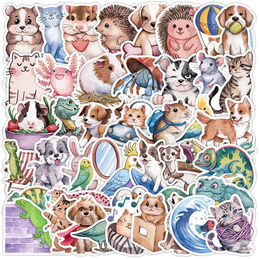 50PCS Cute Animal Graffiti Stickers - Decor for Notebook, Computer, Luggage & Thermos, Waterproof Design AnimeWorlds Store