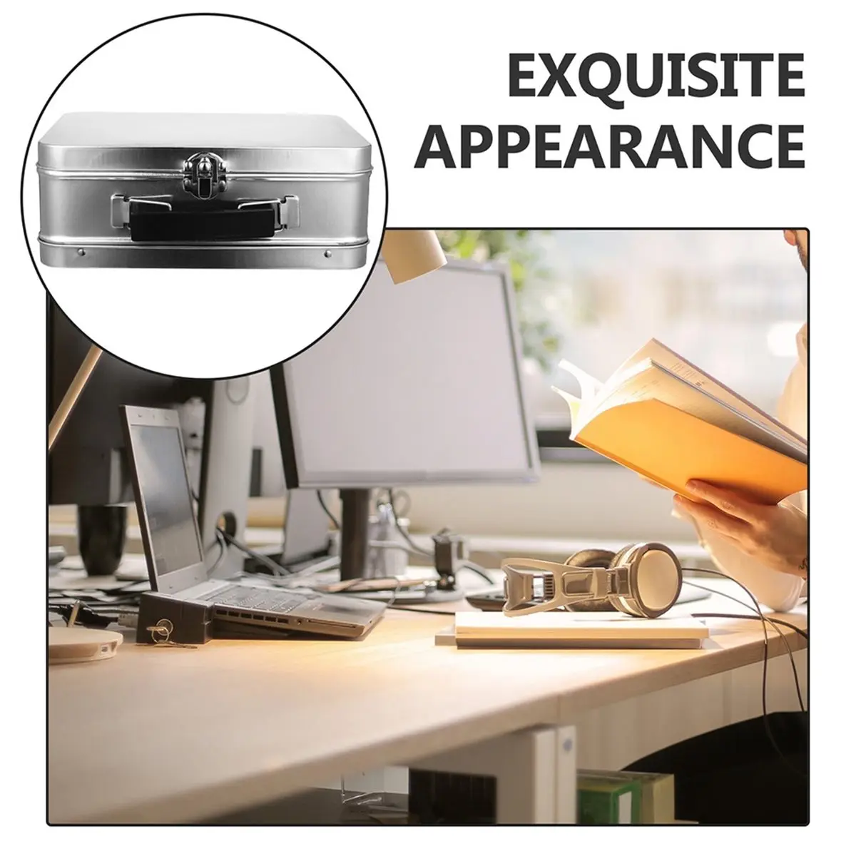 صندوق تخزين صفيح بمقبض أبيض، صندوق حمل من القصدير بسعة كبيرة لسطح المكتب، صندوق حمل لعملات الحلوى، صندوق من القصدير الحديدي