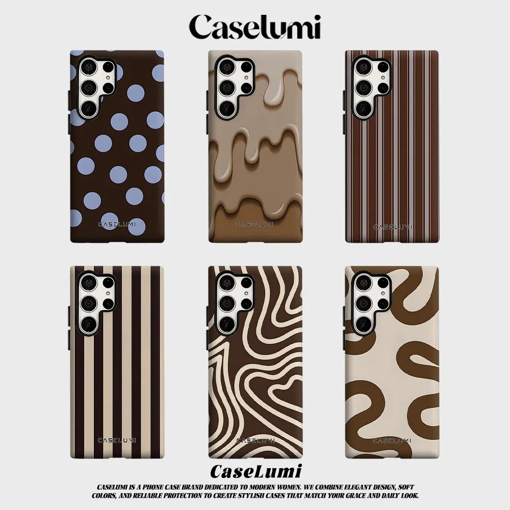 Chocolate Dots-s For Samsung Galaxy Phone Case S23 S20 S25 FE S24 Plus S26 Ultra 2-IN-1 Shockproof Bumper Hard PC