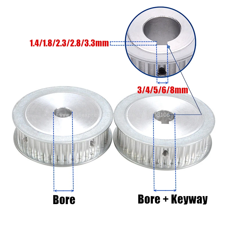 26T/28T HTD 5M Aluminium Alloy Wheel Bore 5/6/6.35-28mm AF Type Groove Timing Pulley For HTD 5M Timing Belt Width 10/15/20/25mm