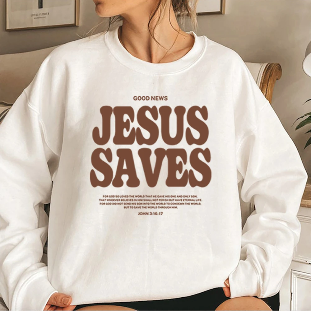 Sweat-shirt esthétique Jésus sauve, T-shirt chrétien, Sweat à capuche avec verset biblique, Streetwear tendance, Sweat-shirts col rond Jésus Foi, Hauts Y2K