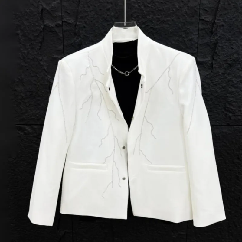 WVGA Primavera Autunno New Man Tide High Street China-Chic Colletto alla coreana Abito-Cappotto Design di nicchia Diamond Chic Blazer casual Ins W8616