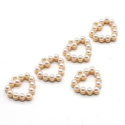 10Pcs 20MM Metal Peach pearl Pendant DIY Clothing Hair Accessories Hand Ornaments Pendant Decorative Accessories