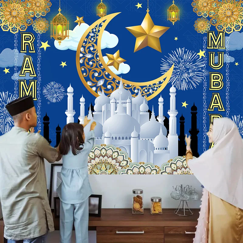 Ramadan Festival Tapestry Wall Hanging Decoration For Home Islamic Muslim Party Supplies Ramadan Kareem Background Tapestry