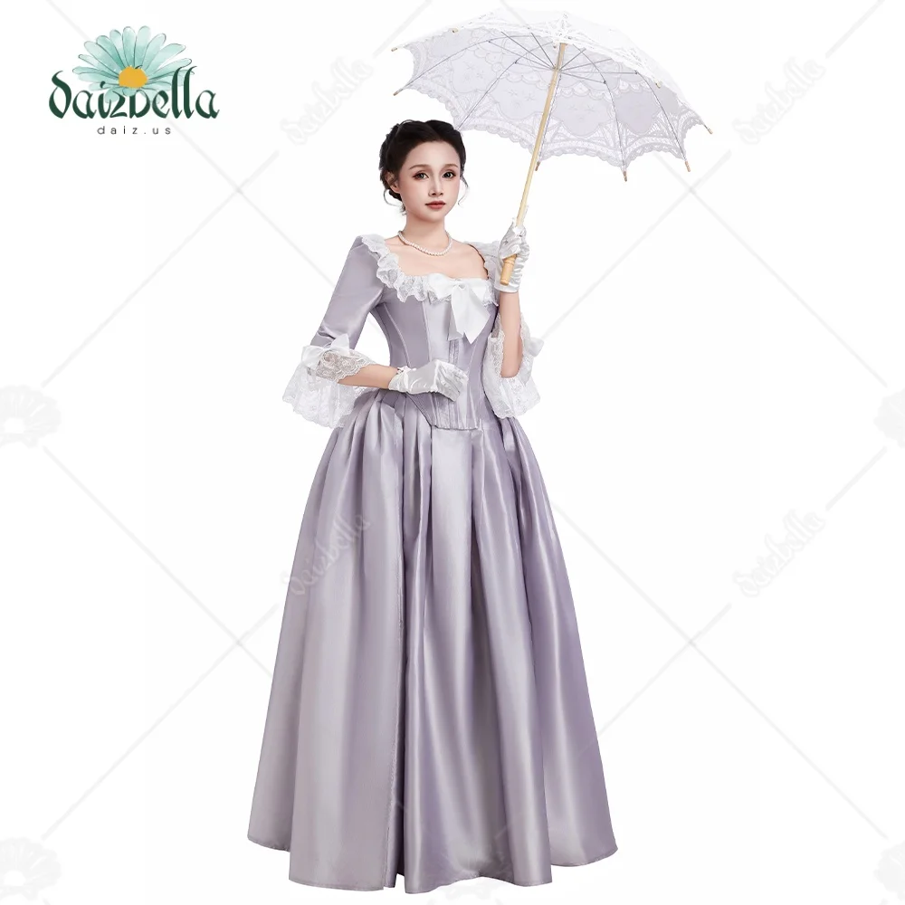 

DAIZBELLA Women Renaissance Costume Victorian Edwardian Dress Silver gray Dress for Women Medieval Baroque Cosplay Costume
