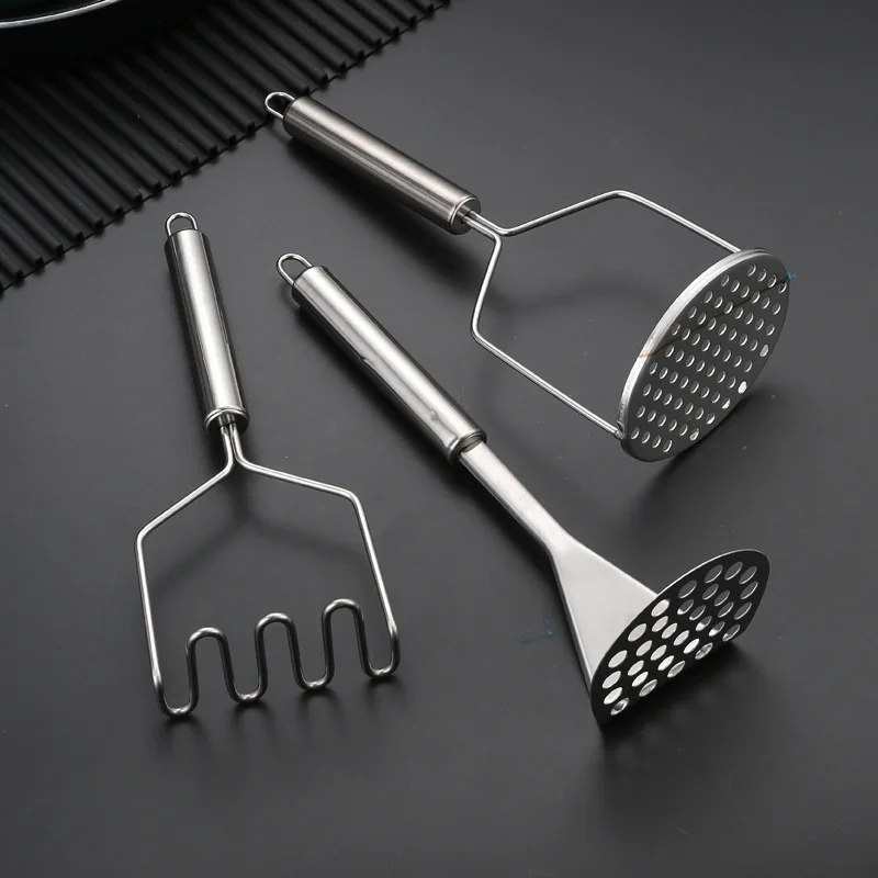

Stainless Steel Potato Masher Manual Fruit Vegetable Pressure Mud Machine Kitchen Children Food Crusher Complementary Gadget
