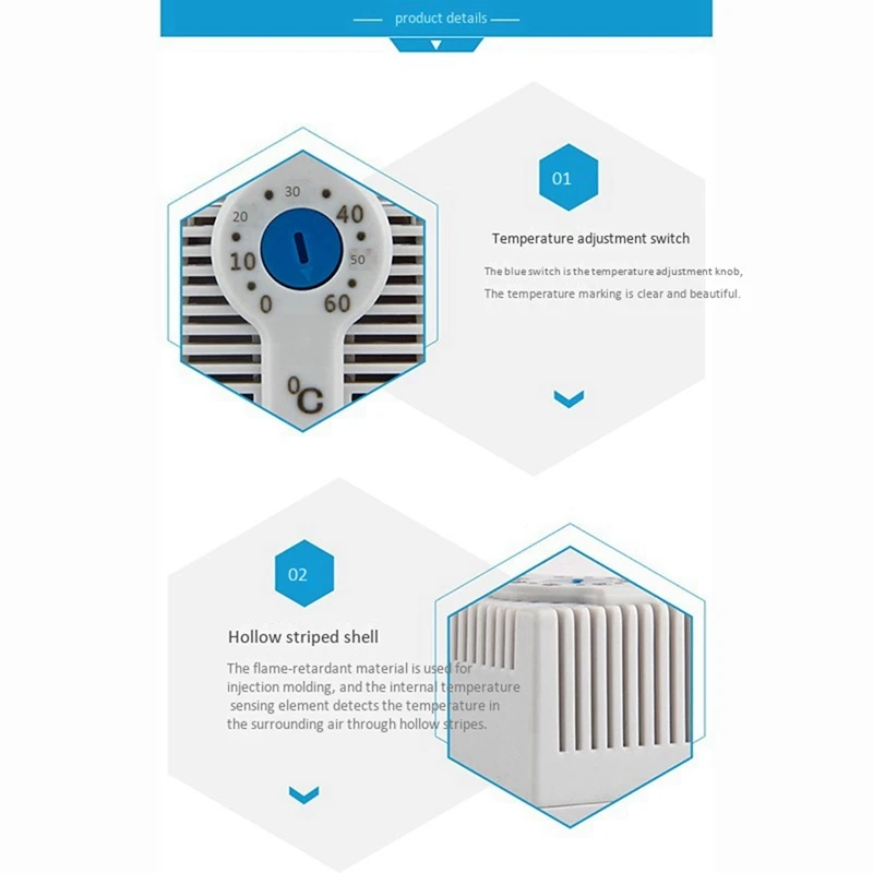 10X KTS011 NO Normally Open Adjustable Mechanical Temperature Controller Cabinet Thermostat Din Rail,Used For Cooling