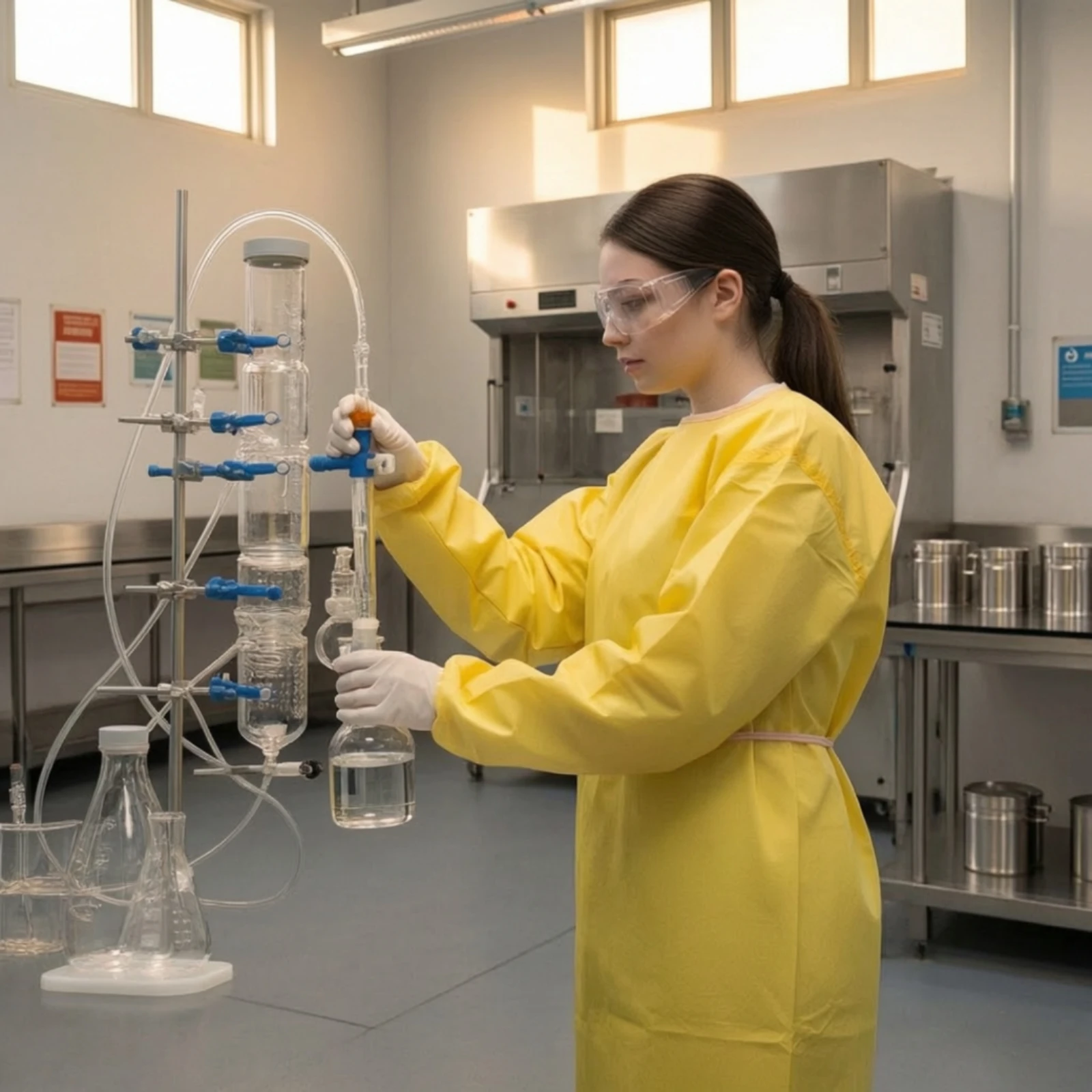 Corrosive Resistant Resistant Gown Waterproof Chemical Safety Gown Full Coverage Secure for Laboratory Workers, Industrial Tasks