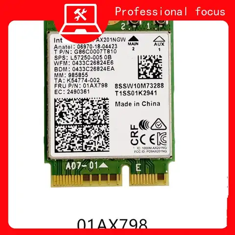 인텔 AX201 블루투스 5.0 NGFF 버튼 와이파이 카드, AX201NGW 01AX798 SW10M73288 5W10V25775 L92724-005 L57248-005 L57250-005
