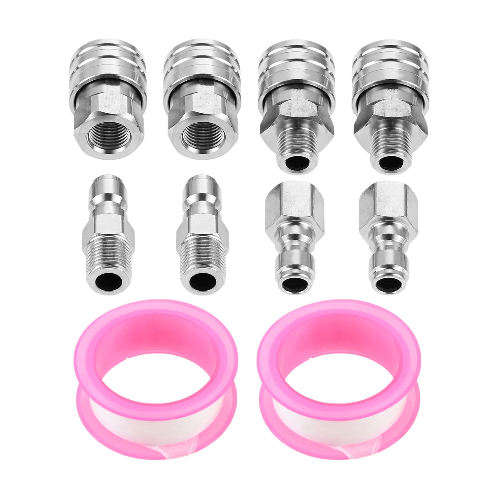 4-セットステンレス鋼高圧洗浄機-npt-1-4-インチスプレーガンクイックコネクトオス-メスカップリングアダプターホースバルブ洗車