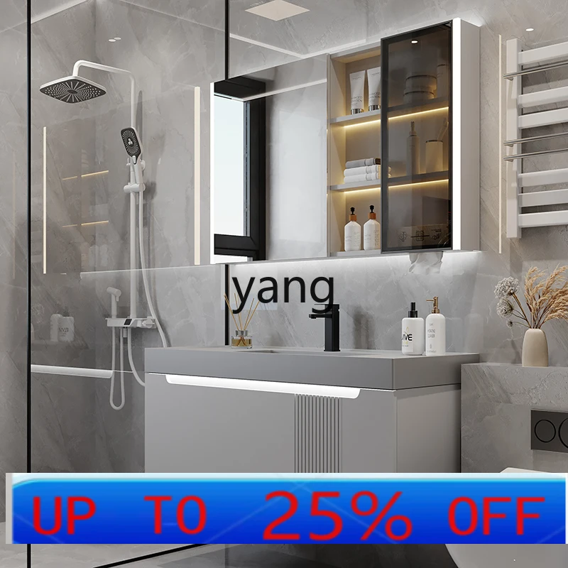 

Lmm Solid Wood Bathroom Cabinet Set Simple Bathroom Washbasin Sink Stone Integrated