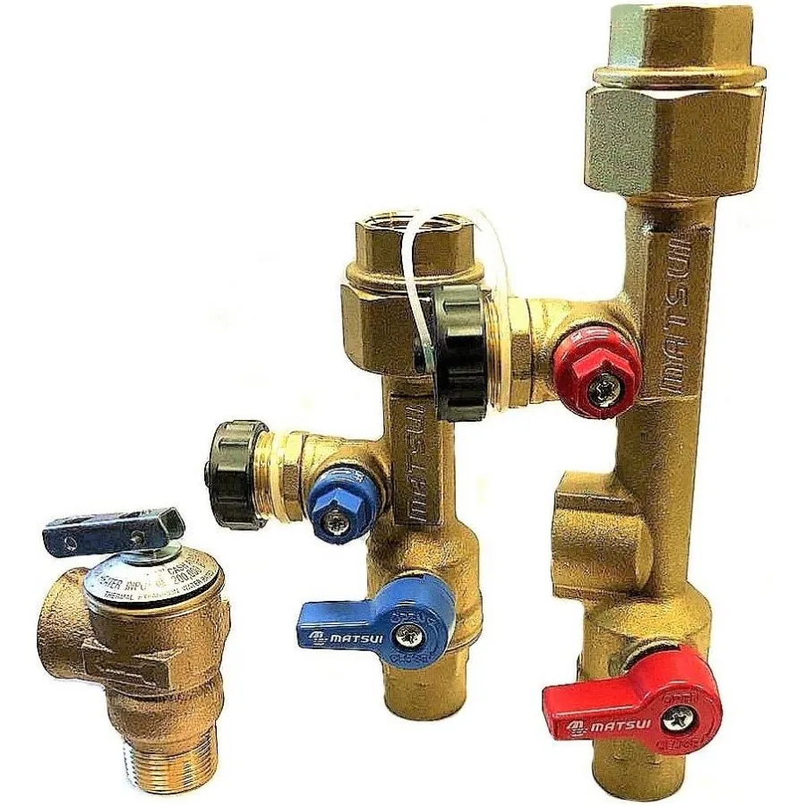 

3 4 inch 3 4 Isolation Valve Kit with Pressure Relief Valve for Tankless Water Heater FNPT x FNPT Designed for Reliable Plumbin