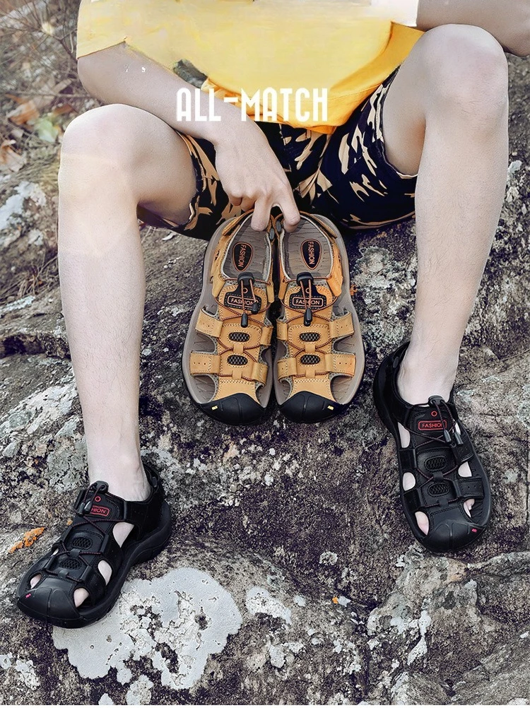 

Мужские сандалии больших размеров - пляжная обувь с закрытым носком для любого случая