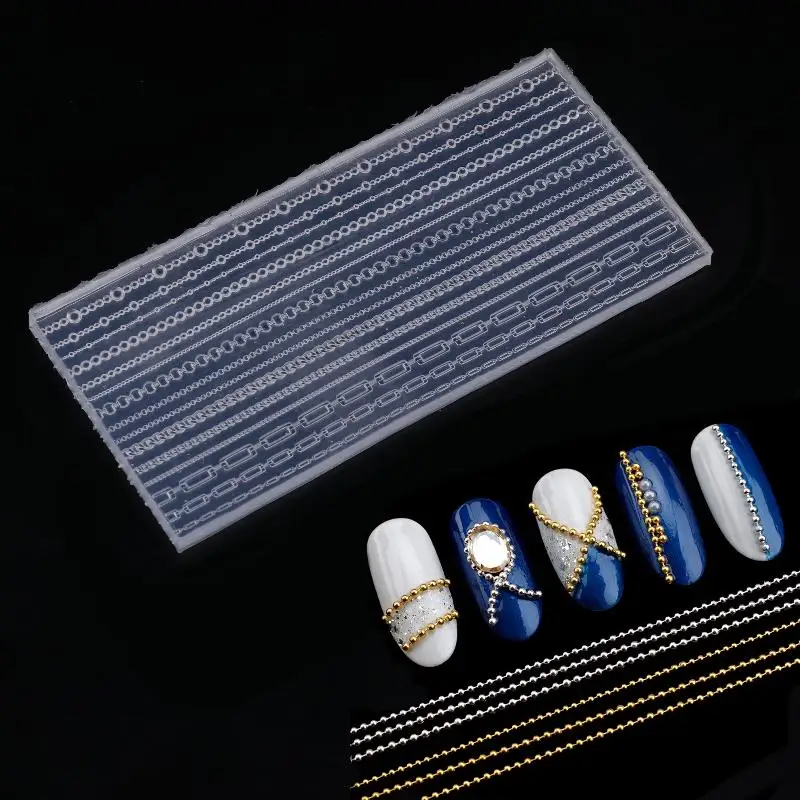 

15 Mixed Sized Shaped 3D Chain Mold Soft Silicone Nail Mould DIY Transparent Manicure Carving Template For Charms Decorative