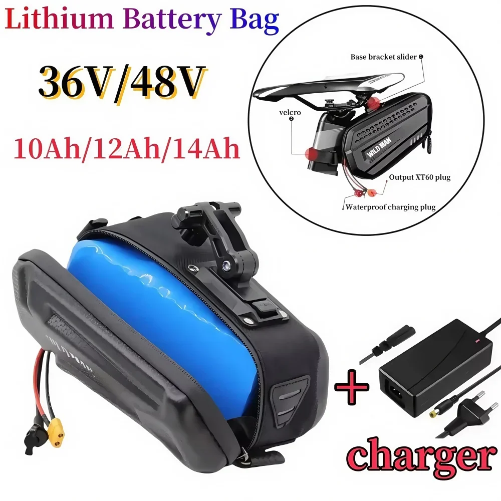 

18650 Lithium Battery Pack 36V/48V 10Ah 12Ah for Power Bicycles Scooters Electric Vehicles Packaged with Waterproof Bag