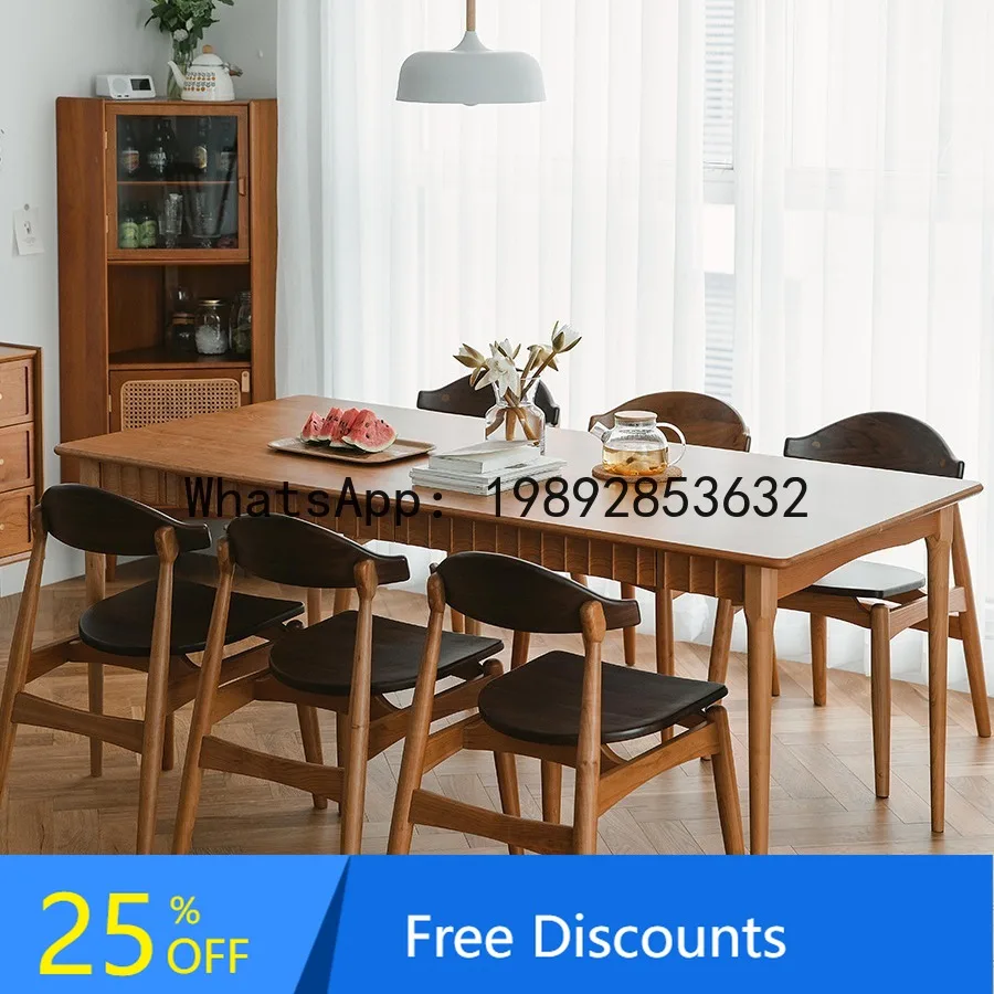 YFY Nordic Solid Wood Dining Table and Chair Set Simple Japanese Style Home Small Apartment Dining Table