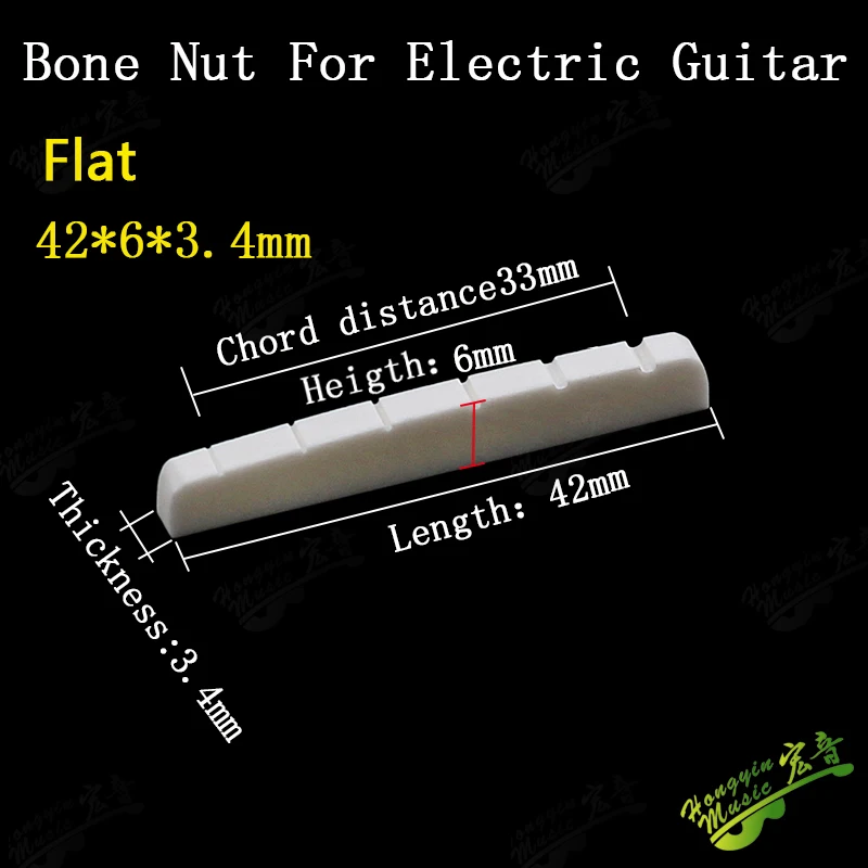 Echter geschlitzter Knochensattel für E-Gitarre, oberes Saitenkissen (unterer flacher Sattel 42/43*3,4*6) HUATOOL – Detail 12