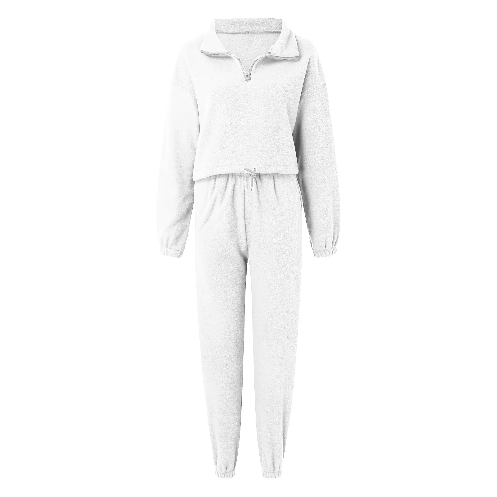 Felpe con cappuccio tuta invernale primavera solido Casual tuta donna in pile 2 pezzi Set felpe sportive Pullover pantaloni della tuta tuta abbinata