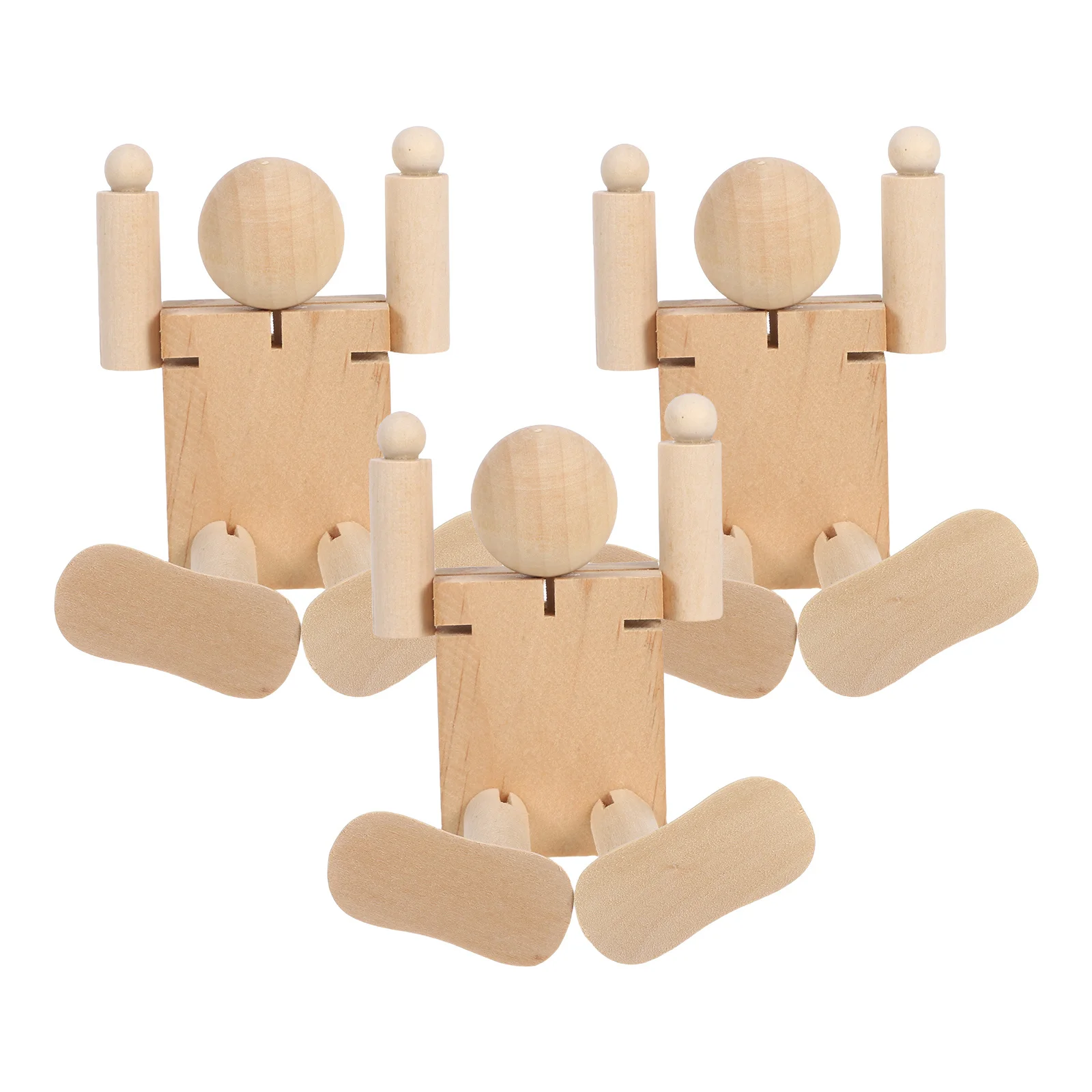 3-delige houten robot: stevig verbonden figuur voor kunstklassen en thuisgebruik - ideaal voor het ontwikkelen van esthetische bewustzijn en kleur