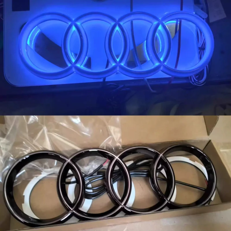 Für Audi TT RS A3 A4 A5 A6 A7 A8 S3 S4 S5 S6 S7 Q3 Q5 Q7 Q8 4D Auto Frontgrill LED Vier-Ring-Logo-Lampe Auto-Außenzubehör.