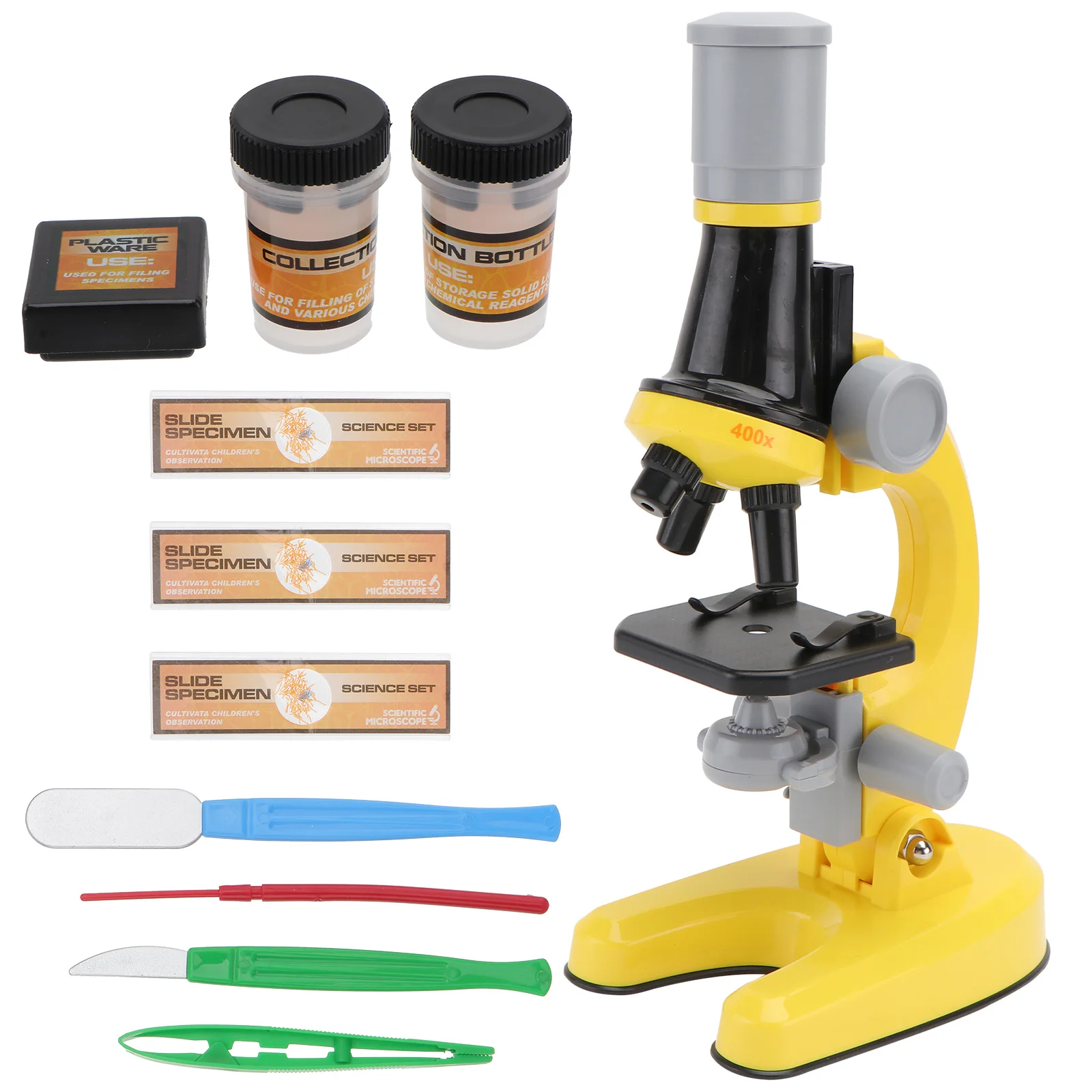 

1set Adjustable Led Light s Microscope Science Educational Tool For 'S Observation Exploration Yellow 1Set