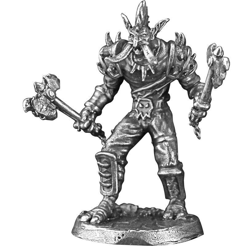 Metal Bronze Tribe Trolls Battle Soldier Man Model Handmade Desktop Game Chess Ornament Micro Sculpture