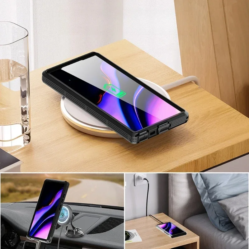 

Для Samsung Galaxy S24 Ultra S24 Plus прозрачный полный защитный чехол для плавания и дайвинга IP68 водонепроницаемый противоударный чехол для телефона