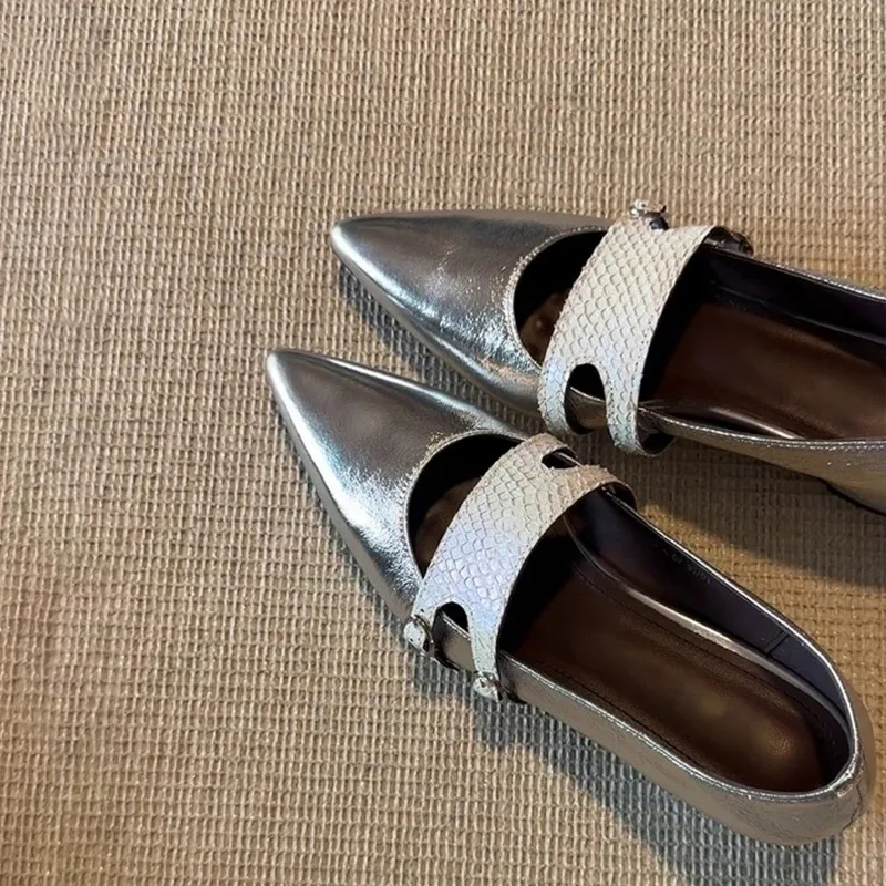 Korean Version 2025 Pointed Toe Retro Temperament Internal Heightened Mary Jane Shoes Shallow Single Shoes for Women