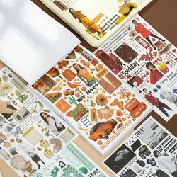 50 pcs Vintage Large size Stickers book Adhesive Diy Scrapbooking Diary Album Planner Decorative Junk Journal Supplies