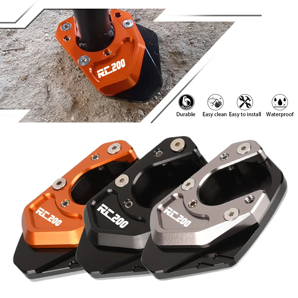 

Motorcycles Accessible For RC200 RC 200 Side Stand Enlarger CNC Kickstand Enlarge Plate Extension Pad 2014-2018 2017 2016 2015
