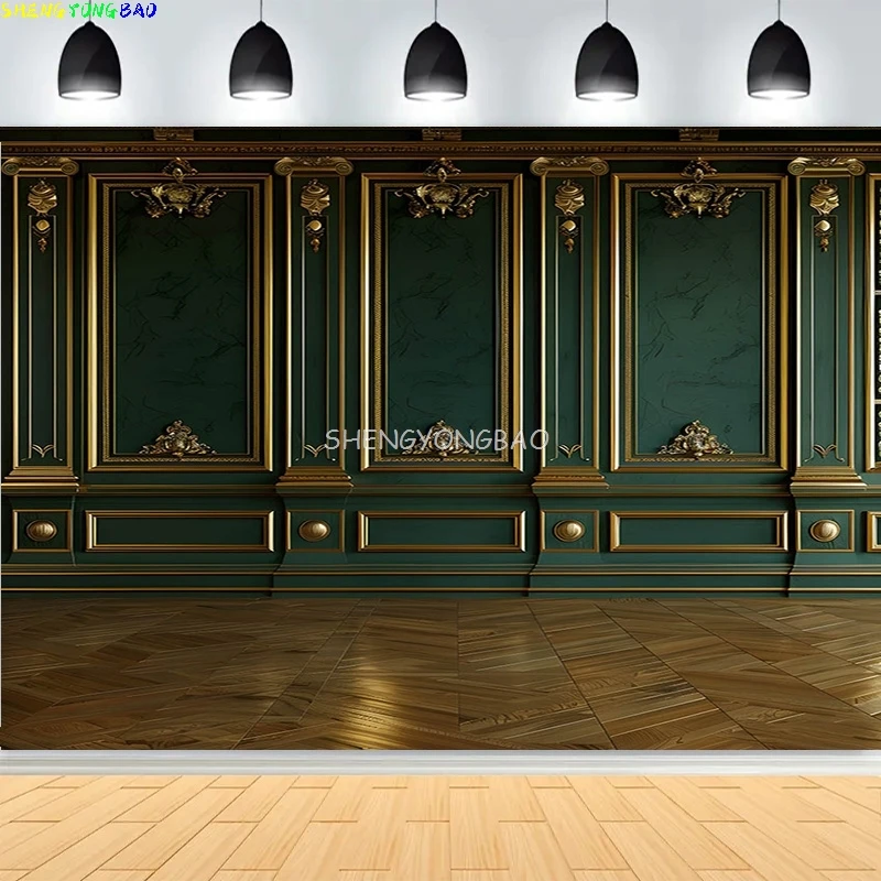 

Luxury Classic Interior Wall With Mouldings Photography Backdrops European Vintage Wood Wedding Photo Studio Background XA-01