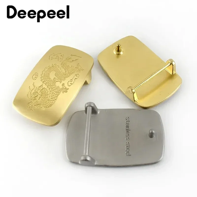Deepeel 39mm Stainless Steel Belt Buckle Gold Silver Metal Cowboy Waistband Head for Men Pants Belts Leather Craft Accessories view 5