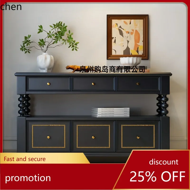 

HXL Painted Sideboard Solid Wood Entryway Cabinet Simple Retro Storage Decorative Cabinet