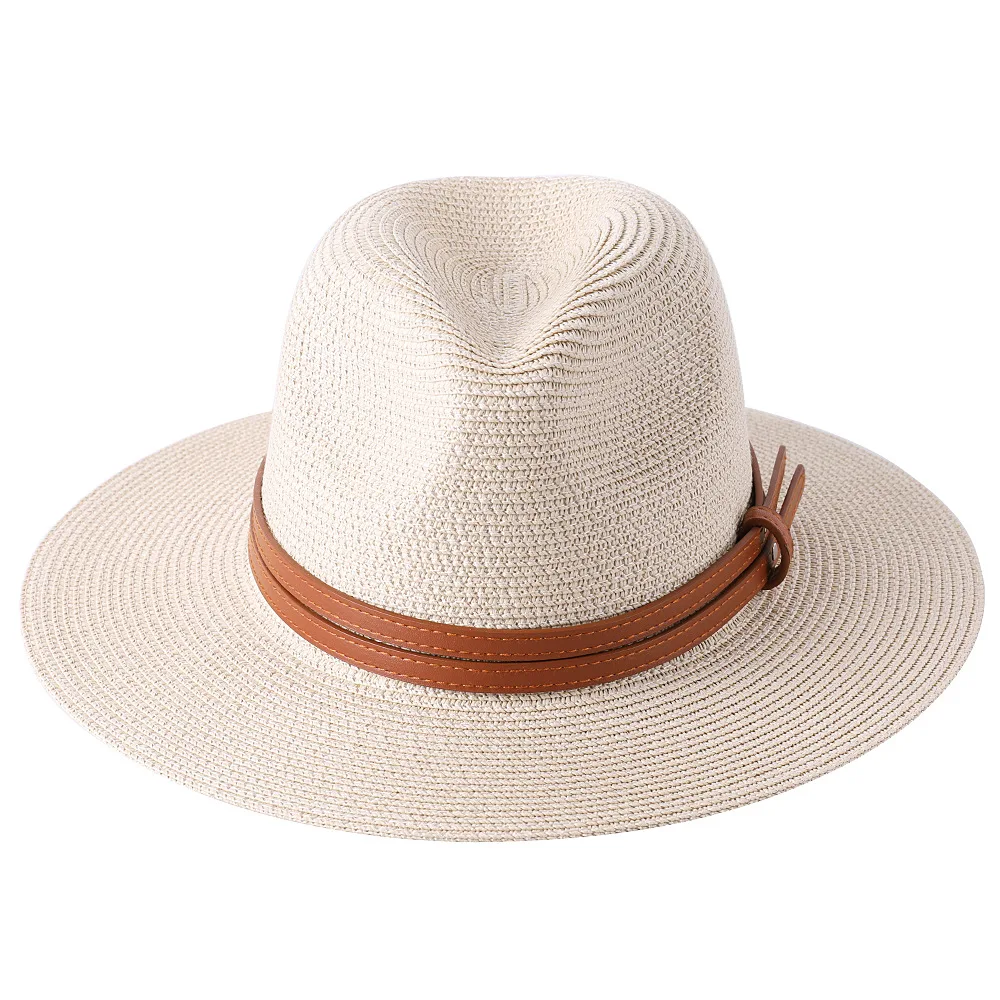 Große Größe 56-58 59-60 cm Neue Natürliche Panama Stroh Hut Sommer Männer Frauen Breite Krempe strand UV Schutz Fedora Sonnenhut Großhandel – Detail 21