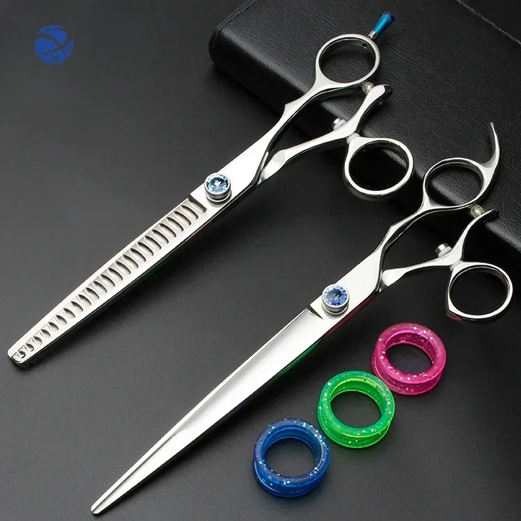 

Imported steel rotating thumb pet grooming scissors cutting thinning set