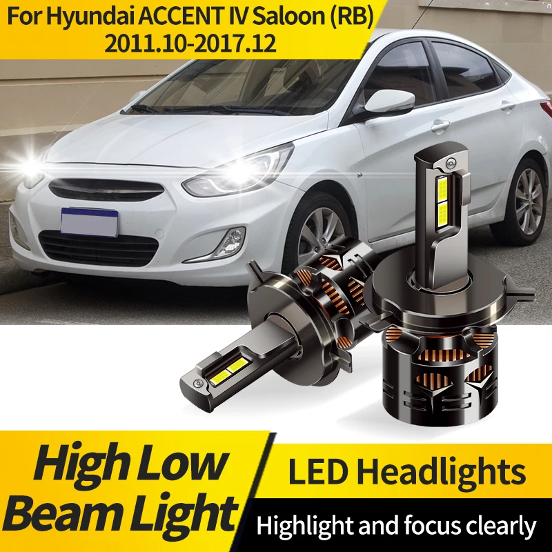 

2PCS For Hyundai Accent IV Saloon (RB) 2011.10-2017.12 H4 LED Headlight Bulb HB2 Hi/Lo Beam Lamp Auto Signal Headlamp with Fan