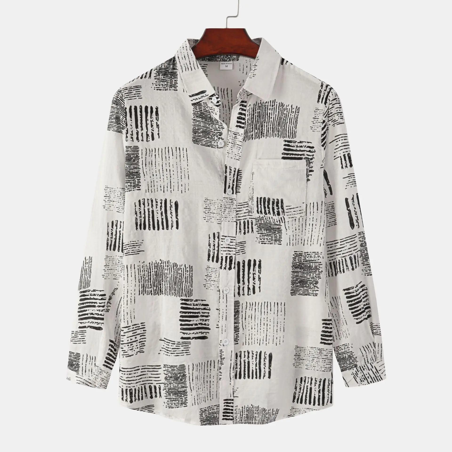 

Свободная мужская рубашка с длинными рукавами больших размеров, модная осенняя новинка 2024 года, повседневный стильный мужской топ из смеси хлопка и полиэстера