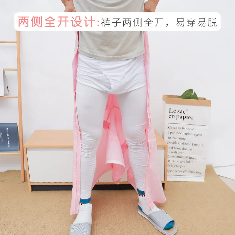 Blue/Pink Long Open Nursing Pants Convenient Warm Hospital Gowns For Patients / The Elderly Bed After Fracture Paralysis