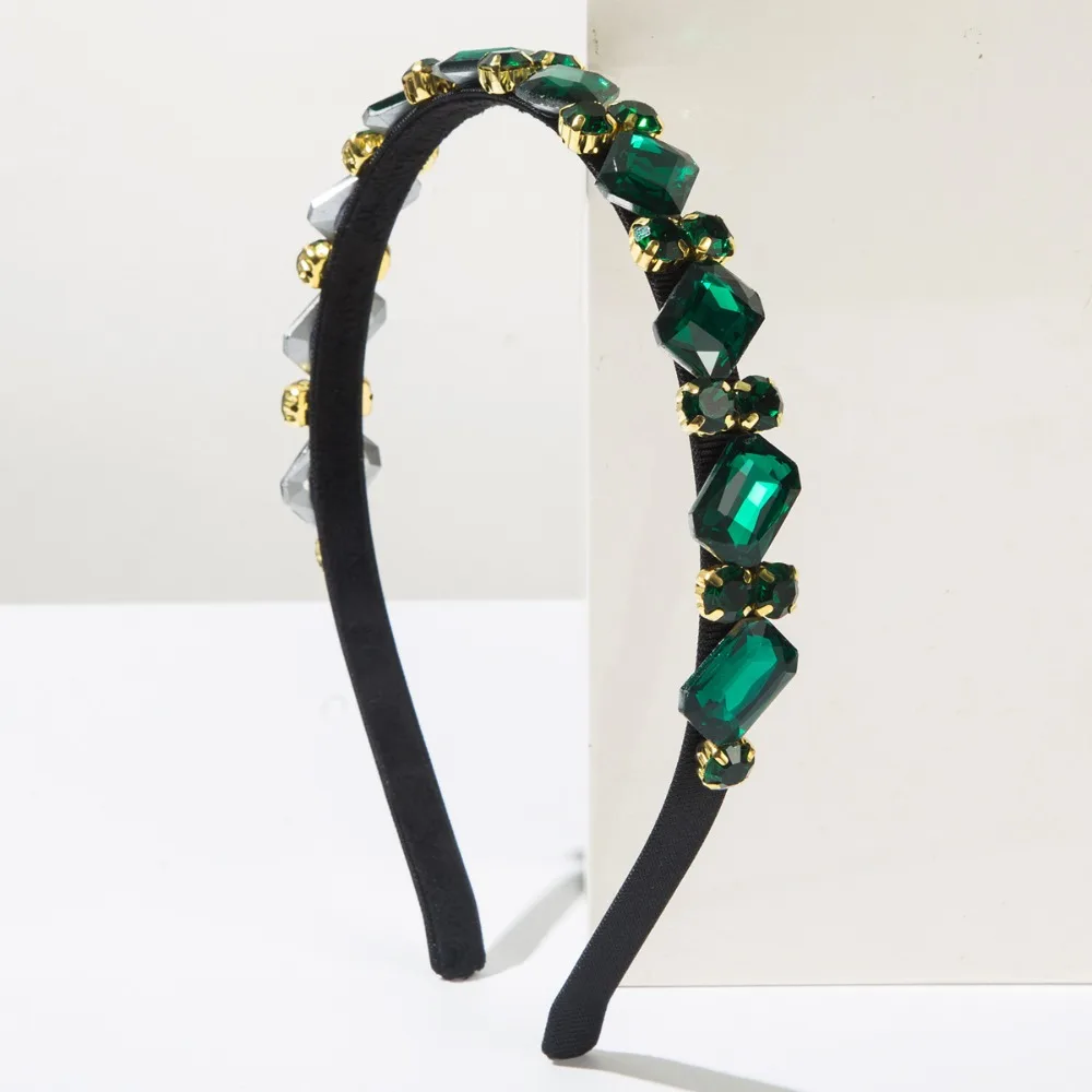 

Гламурные ретро-ободки для волос с камнями, элегантные блестящие обручи для волос, узкие хрустальные повязки для женщин