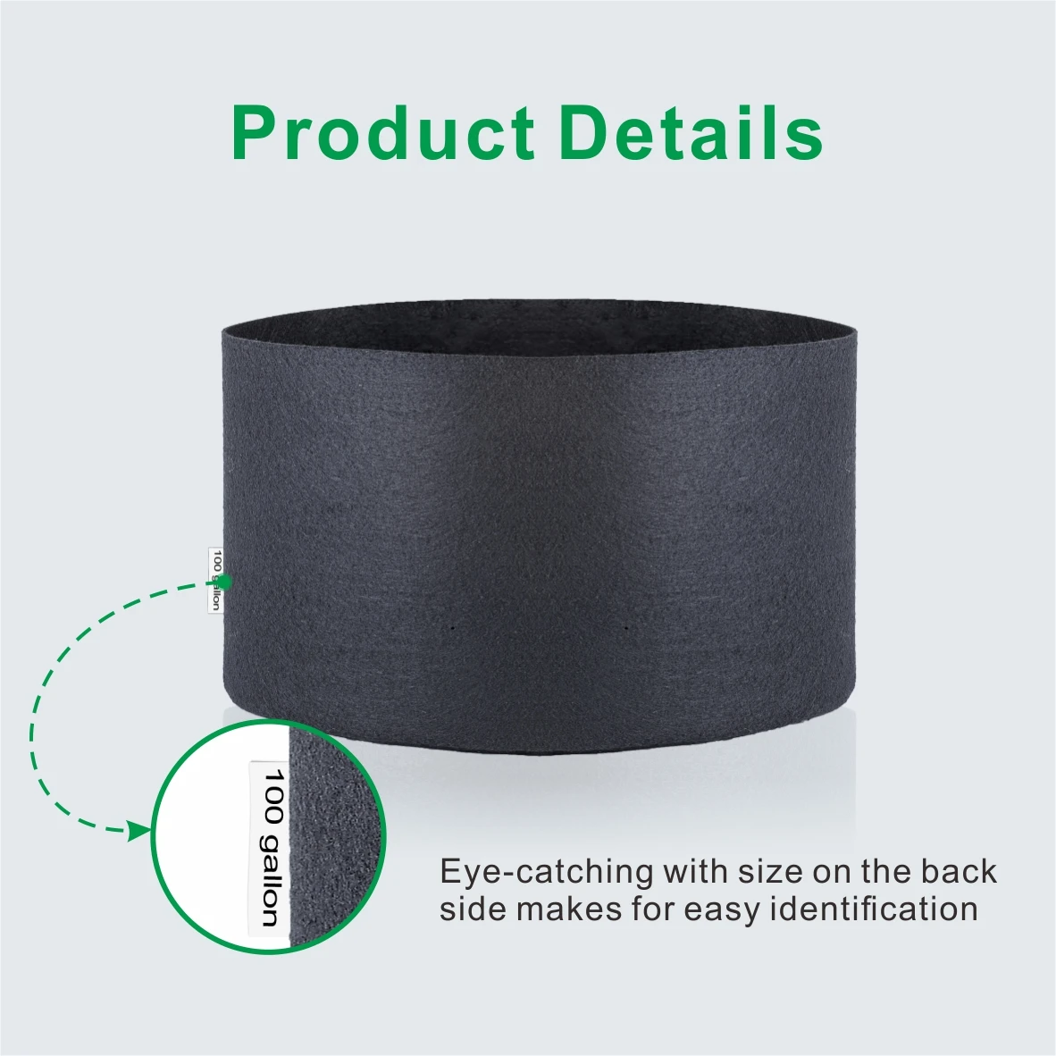 6 Pack 100 Gallon Grow Bags Black Non-woven Grow Bag Planting Fabric Grow Pots For Hydroponic Indoor Growing