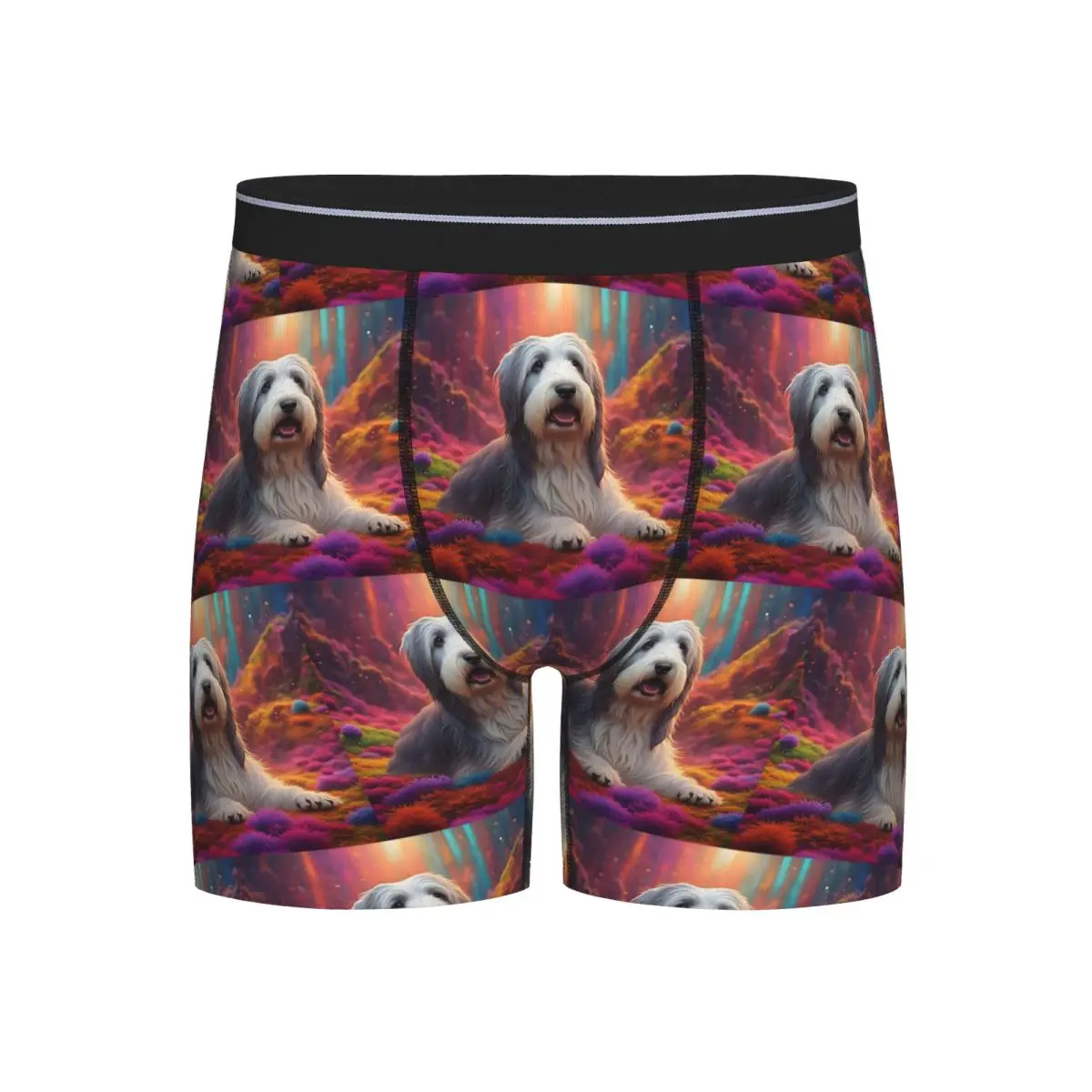 

Длинные трусы-боксеры, шорты, бородатая собака-колли, красочные трусики с природой, мужское дышащее нижнее белье, мужские подарки бойфренду
