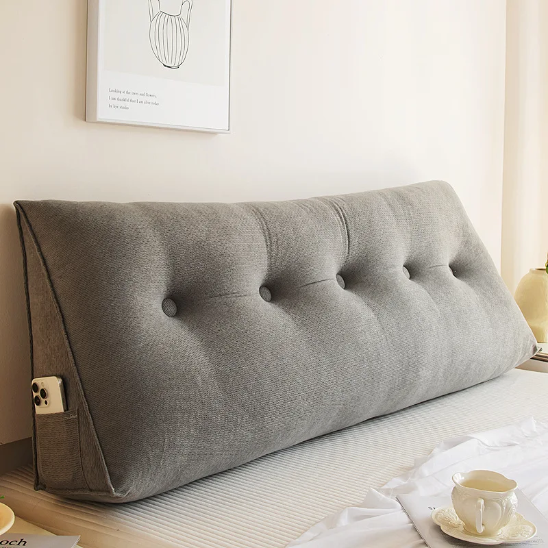 Customizable Home Triangulae Pillow Premium Slub Fleece Removable Zippered Cover Side Pocket Bed Headboard Sofa Backrest S