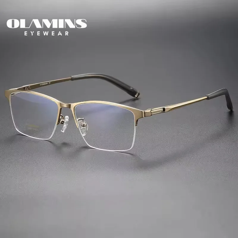 

OLAMINS High Quality Changeable Premium Business Women Handmade Eyewear Black Spectacle Metal Glasses Optical Frame 80880