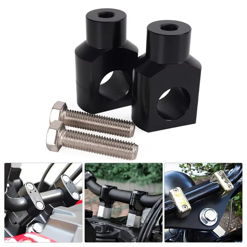 

2Pcs Motorcycle 1" Handlebar Riser Clamp Aluminum For Harley Yamaha Bobber Chopper 25mm 22mm Handle Bar BAG108