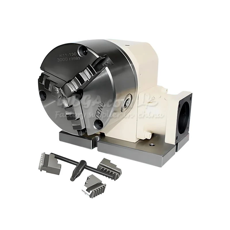 

Vertical and Horizontal Dual-purpose CNC Dividing Head TL110-15-130A Rotary A-axis 130mm Chuck 3-jaws for CNC Milling Machines