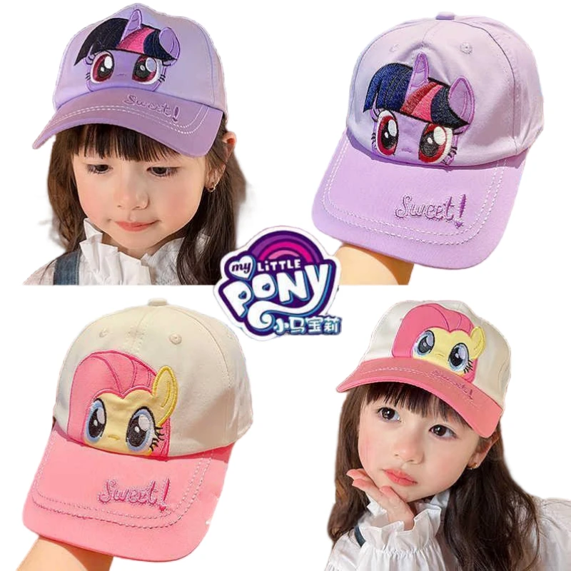 New My Little Pony Rainbow Dash Fluttershy Pinkie Pie Cartoon Kids Student Baseball Cap Creative Kawaii Sunscreen Girl Cap Gift